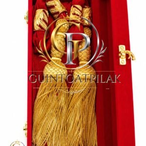 Gold Bullion Tassel Set Crimson Cord