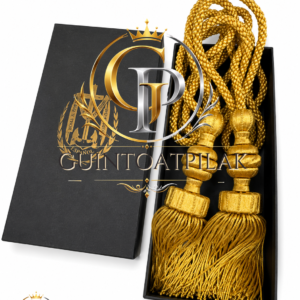 Luxury Gold Bullion Fringe Curtain Tieback Pair – Handcrafted Decorative Tassel Holdbacks with Braided Rope