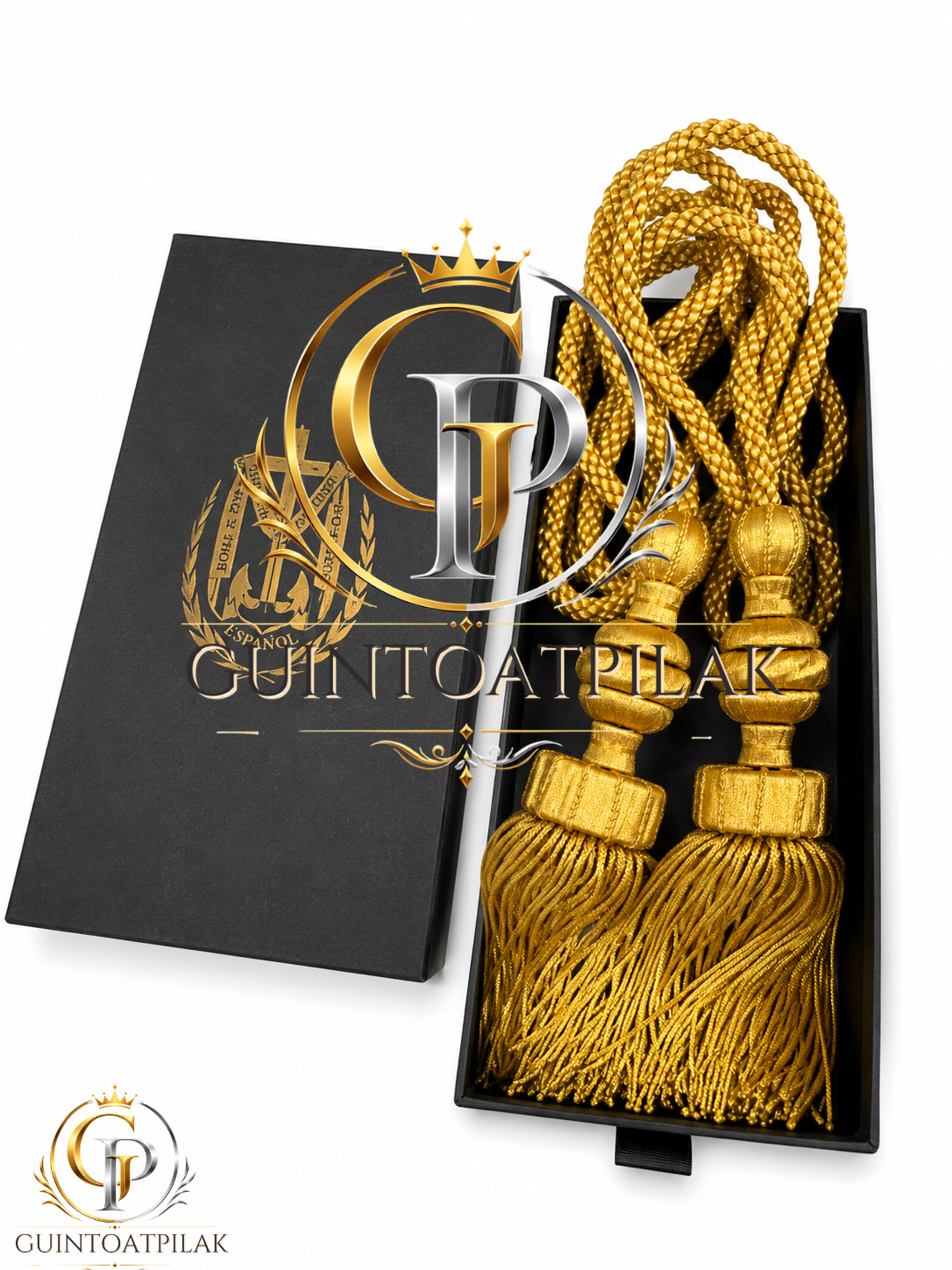 Luxury Gold Bullion Fringe Curtain Tieback Pair – Handcrafted Decorative Tassel Holdbacks with Braided Rope