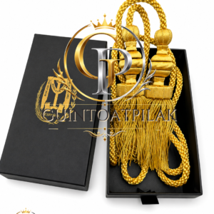 Luxury Gold Tiered Bullion Curtain Tieback Pair – Handcrafted Decorative Fringe Tassel Holdbacks with Braided Rope
