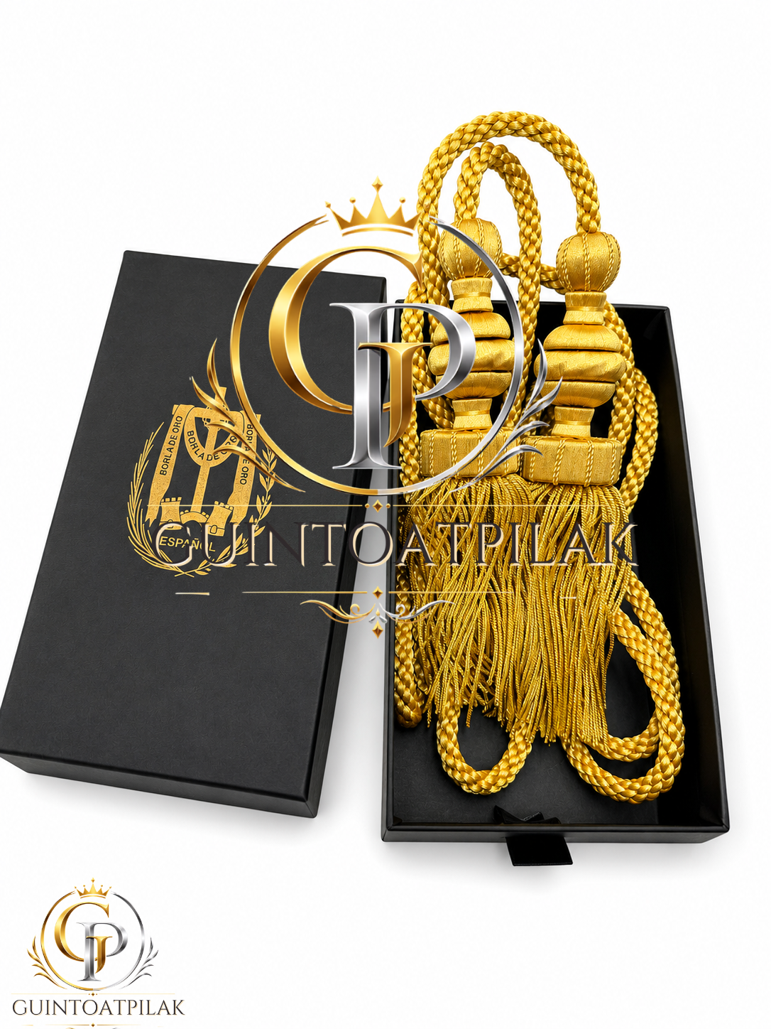 Luxury Gold Tiered Bullion Curtain Tieback Pair – Handcrafted Decorative Fringe Tassel Holdbacks with Braided Rope