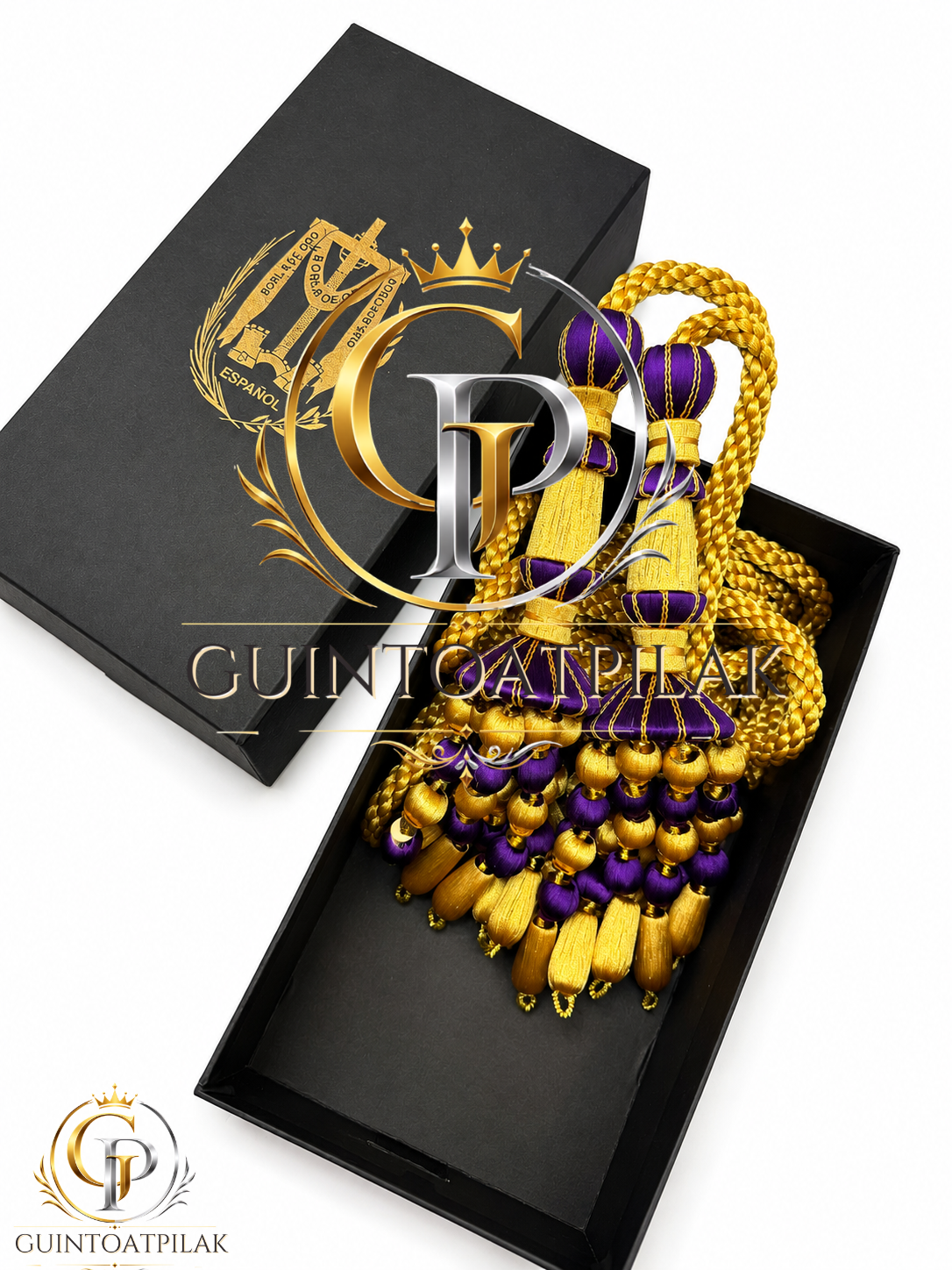 Luxury Purple & Gold Ceremonial Curtain Tieback Pair – Handcrafted Multi-Drop Decorative Tassel Holdbacks with Braided Rope