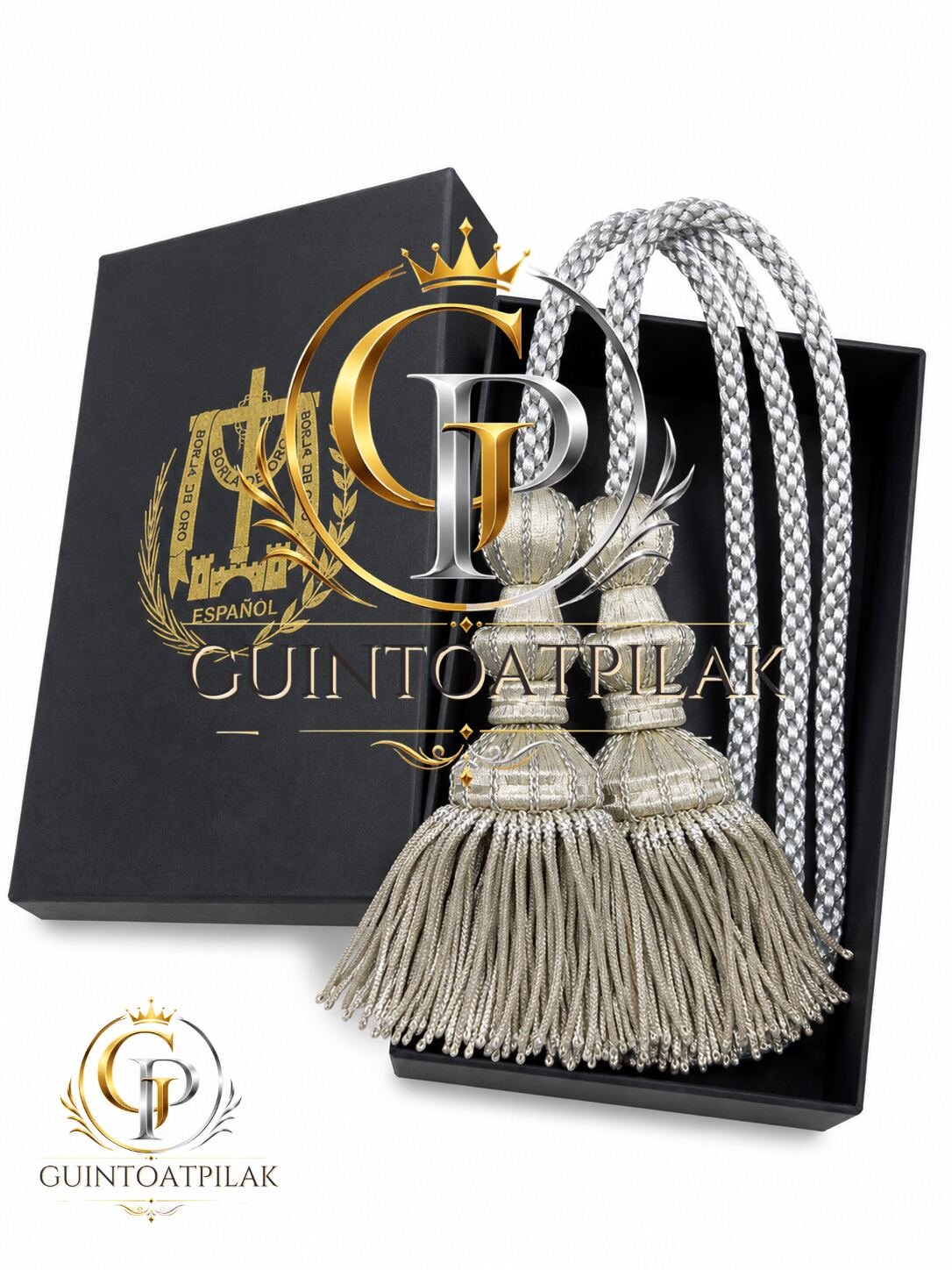 Premium Silver Bullion Tassel Set with Braided Cord – Ceremonial Military, Ecclesiastical & Heritage Regalia (9INCH)