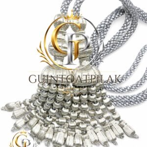 Premium Silver Ceremonial Bullion Tassel Set with Braided Cord – Military & Ecclesiastical Regalia (9INCH)