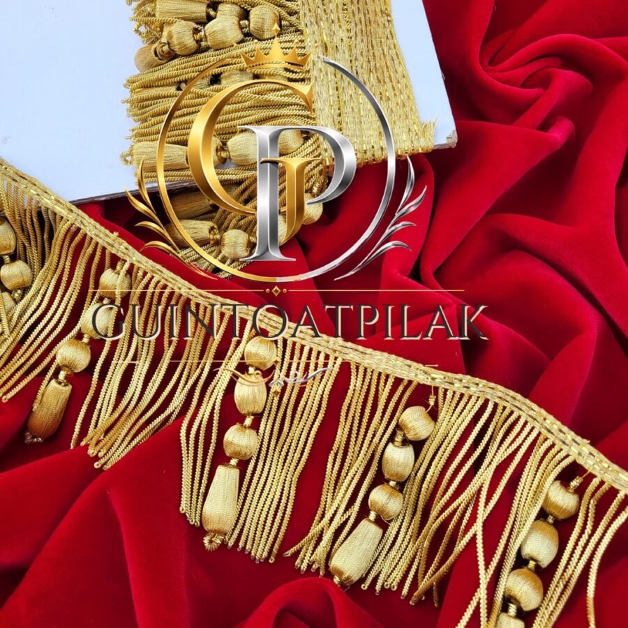 FB Bullion Fringe 9cm Gold on red cloth with card