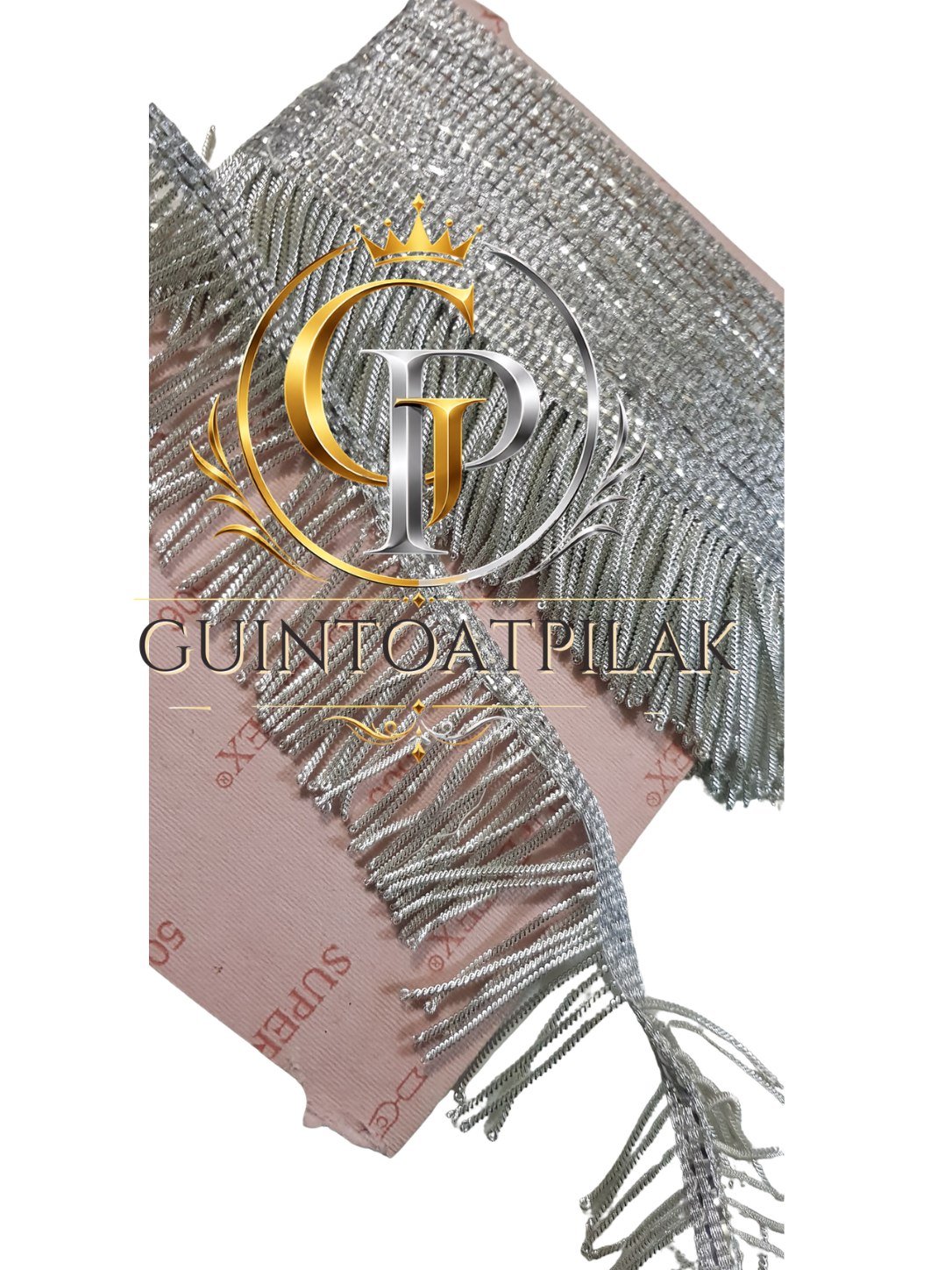 FR Fringe 5cm White Silver folded on card
