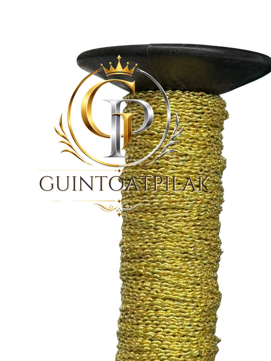 Metal corrugated thread gold on a tall spool