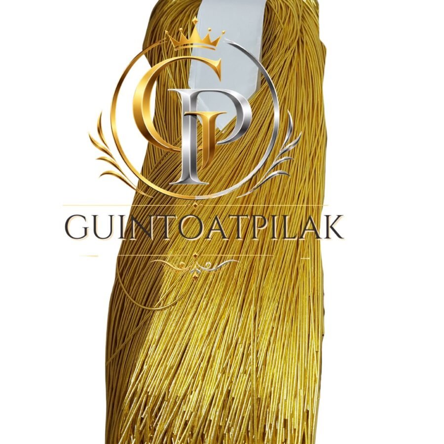 Shinny metallic thread 1.5mm gold strands in hand