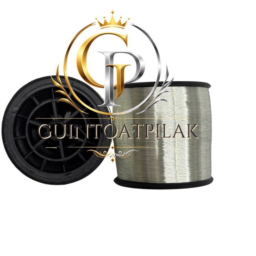 FMW Silver metallic thread skein beside its box